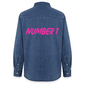 Number 1 - eins - erster - erste - 1 - Nummer 1 - Frauen Jeanshemd Organic von Stanley/Stella - verwaschenes Mittelblau  - Hinten - AI Model Female 172 light (172cm)