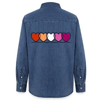 Lesbe lesbisch Herzen - Frauen Jeanshemd Organic von Stanley/Stella - verwaschenes Mittelblau  - Hinten - AI Model Female 172 light (172cm)