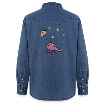 Kindergarten 2023 - Frauen Jeanshemd Organic von Stanley/Stella - verwaschenes Mittelblau  - Hinten - AI Model Female 172 light (172cm)