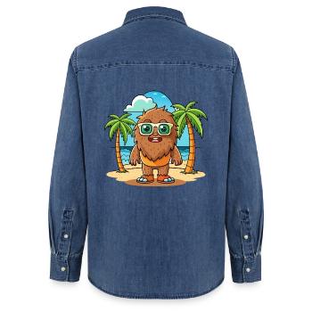 Big Foot Lustige Cartoon Sommer Strand Sonnenbrille - Frauen Jeanshemd Organic von Stanley/Stella - verwaschenes Mittelblau  - Hinten - AI Model Female 172 light (172cm)
