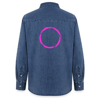 Symbole de cercle Forme de cercle Nouvelle variante - Chemise en denim femme bio Stanley/Stella - bleu moyen délavé  - Dos - AI Model Female 172 light (172cm)