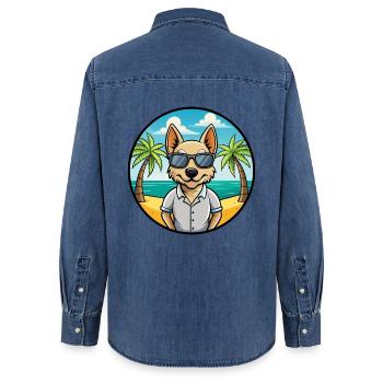 Lunettes de soleil Braque Saint Germain Dog Breed Cartoon - Chemise en denim femme bio Stanley/Stella - bleu moyen délavé  - Dos - AI Model Female 172 light (172cm)