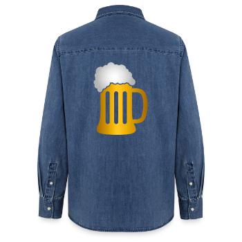 Silhouette de la chope de bière dorée - Chemise en denim femme bio Stanley/Stella - bleu moyen délavé  - Dos - AI Model Female 172 light (172cm)