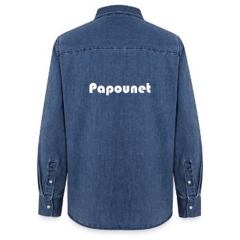 FÊTE DES PÈRES. BONNE FÊTE PAPA. PAPA. BONNE FÊTE. - Chemise en denim femme bio Stanley/Stella - bleu moyen délavé  - Dos - AI Model Female 172 light (172cm)