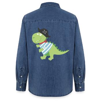 Dino Pirate Pirate Costume Halloween Carnival Boys - Women’s Organic Denim Shirt by Stanley/Stella - mid washy  - Back - AI Model Female 172 light (172cm)