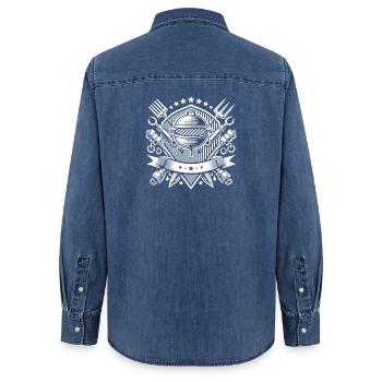 Logo du gril - Chemise en denim femme bio Stanley/Stella - bleu moyen délavé  - Dos - AI Model Female 172 light (172cm)