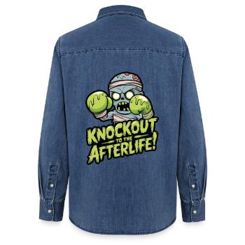 KO à la - Chemise en denim femme bio Stanley/Stella - bleu moyen délavé  - Dos - AI Model Female 172 light (172cm)