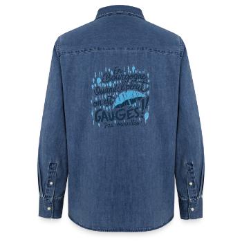 Bourgogne sous la pluie: pas mouillés - Chemise en denim femme bio Stanley/Stella - bleu moyen délavé  - Dos - AI Model Female 172 light (172cm)