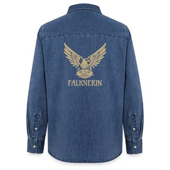 Falknerin Falke Adler Greifvogel Falknerei Falkner - Frauen Jeanshemd Organic von Stanley/Stella - verwaschenes Mittelblau  - Hinten - AI Model Female 172 light (172cm)