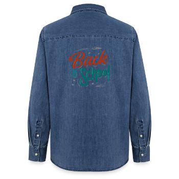 Retour à l’école - Chemise en denim femme bio Stanley/Stella - bleu moyen délavé  - Dos - AI Model Female 172 light (172cm)