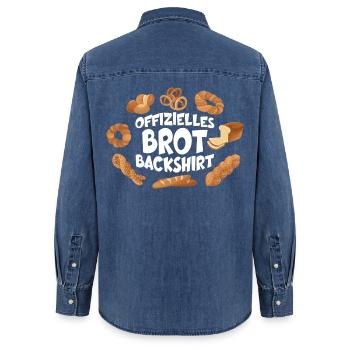 OFFIZIELLES BROT BACKSHIRT - Frauen Jeanshemd Organic von Stanley/Stella - verwaschenes Mittelblau  - Hinten - AI Model Female 172 light (172cm)