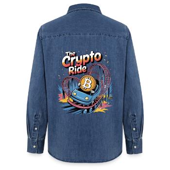 Die Krypto-Fahrt - Frauen Jeanshemd Organic von Stanley/Stella - verwaschenes Mittelblau  - Hinten - AI Model Female 172 light (172cm)