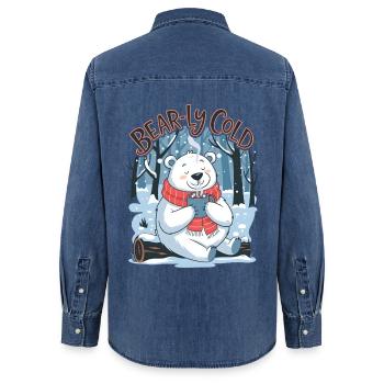 Froid d’ours - Chemise en denim femme bio Stanley/Stella - bleu moyen délavé  - Dos - AI Model Female 172 light (172cm)