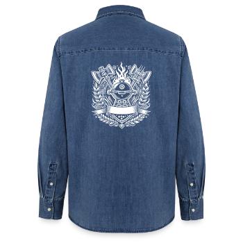 Logo du barbecue - Chemise en denim femme bio Stanley/Stella - bleu moyen délavé  - Dos - AI Model Female 172 light (172cm)