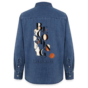 Werden braucht Zeit – Persönliches Wachstum - Frauen Jeanshemd Organic von Stanley/Stella - verwaschenes Mittelblau  - Hinten - AI Model Female 172 light (172cm)