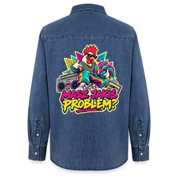 Hast du ein Problem? – Rooster Retro 90er. - Frauen Jeanshemd Organic von Stanley/Stella - verwaschenes Mittelblau  - Hinten - AI Model Female 172 light (172cm)