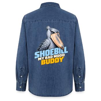 Schuhschnabel – Mein schlechte Laune-Kumpel | Exotischer Vogel - Frauen Jeanshemd Organic von Stanley/Stella - verwaschenes Mittelblau  - Hinten - AI Model Female 172 light (172cm)