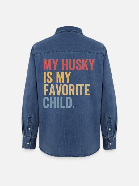 Mein Husky ist mein Lieblingskind - Frauen Jeanshemd Organic von Stanley/Stella - verwaschenes Mittelblau 