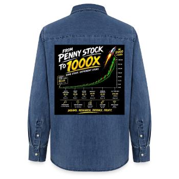 Von Penny Stock zu 1000x - Frauen Jeanshemd Organic von Stanley/Stella - verwaschenes Mittelblau  - Hinten - AI Model Female 172 light (172cm)