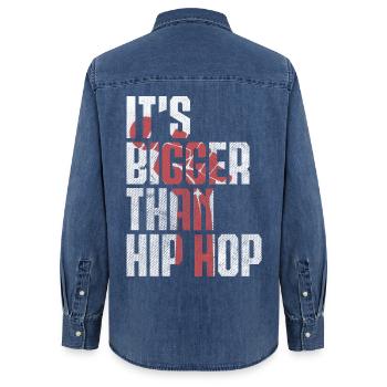 Its Bigger Than Hip Hop - Conscious Rap Statement - Frauen Jeanshemd Organic von Stanley/Stella - verwaschenes Mittelblau  - Hinten - AI Model Female 172 light (172cm)