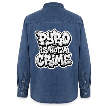 Pyro Is Not A Crime - Frauen Jeanshemd Organic von Stanley/Stella - verwaschenes Mittelblau  - Hinten - AI Model Female 172 light (172cm)
