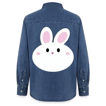 Süßes Kawaii-Kaninchen - Frauen Jeanshemd Organic von Stanley/Stella - verwaschenes Mittelblau  - Hinten - AI Model Female 172 light (172cm)