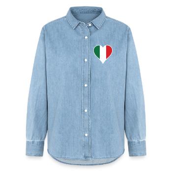 Coeur d'Italie avec cadre blanc - Chemise en denim femme bio Stanley/Stella - bleu clair délavé - Devant - AI Model Female 172 light (172cm)