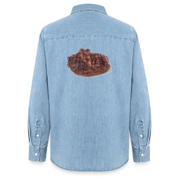 Steak - Frauen Jeanshemd Organic von Stanley/Stella - verwaschenes Hellblau - Hinten - AI Model Female 172 light (172cm)