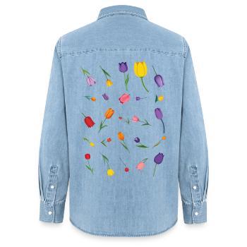 Source - Chemise en denim femme bio Stanley/Stella - bleu clair délavé - Dos - AI Model Female 172 light (172cm)
