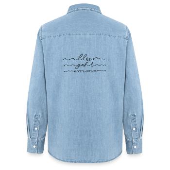 Meer geht immer, Urlaub am Meer, Nordsee, Ostsee - Frauen Jeanshemd Organic von Stanley/Stella - verwaschenes Hellblau - Hinten - AI Model Female 172 light (172cm)