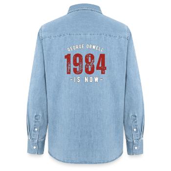 GEORGE ORWELL 1984 - Chemise en denim femme bio Stanley/Stella - bleu clair délavé - Dos - AI Model Female 172 light (172cm)