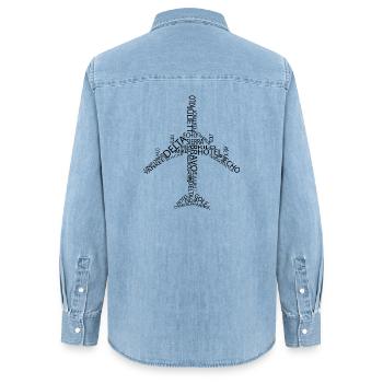 Flugzeug B747 - Frauen Jeanshemd Organic von Stanley/Stella - verwaschenes Hellblau - Hinten - AI Model Female 172 light (172cm)