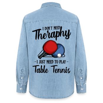 Table tennis - Women’s Organic Denim Shirt by Stanley/Stella - light wash - Back - AI Model Female 172 light (172cm)