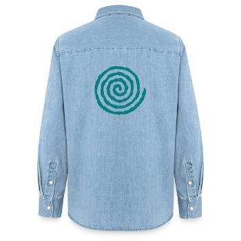 Spirale Symbol Wachstum und Erweiterung Blaugrün - Frauen Jeanshemd Organic von Stanley/Stella - verwaschenes Hellblau - Hinten - AI Model Female 172 light (172cm)