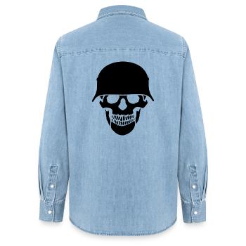 Schädelhelm / Schädelperlen - Frauen Jeanshemd Organic von Stanley/Stella - verwaschenes Hellblau - Hinten - AI Model Female 172 light (172cm)