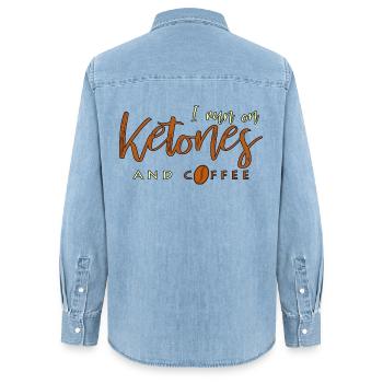 I Run On Ketones And Coffee Keto Spruch Geschenk - Frauen Jeanshemd Organic von Stanley/Stella - verwaschenes Hellblau - Hinten - AI Model Female 172 light (172cm)