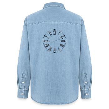 Horloge romaine - Chemise en denim femme bio Stanley/Stella - bleu clair délavé - Dos - AI Model Female 172 light (172cm)