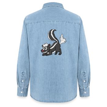 Stinktier - Frauen Jeanshemd Organic von Stanley/Stella - verwaschenes Hellblau - Hinten - AI Model Female 172 light (172cm)