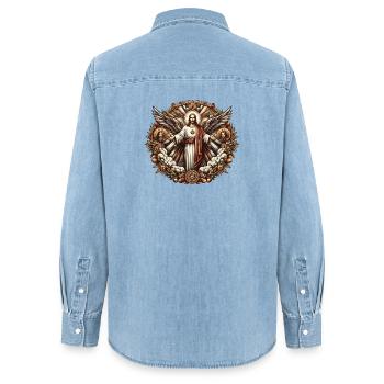 Jesus Christ Logo - Frauen Jeanshemd Organic von Stanley/Stella - verwaschenes Hellblau - Hinten - AI Model Female 172 light (172cm)