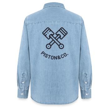 PISTON & CO - Chemise en denim femme bio Stanley/Stella - bleu clair délavé - Dos - AI Model Female 172 light (172cm)