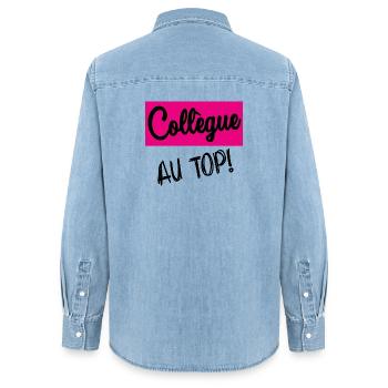 COLLEAGUE - Women’s Organic Denim Shirt by Stanley/Stella - light wash - Back - AI Model Female 172 light (172cm)