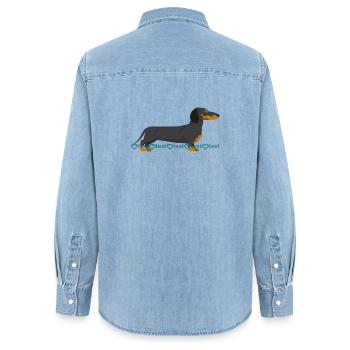 Dachshund Picture - Women’s Organic Denim Shirt by Stanley/Stella - light wash - Back - AI Model Female 172 light (172cm)