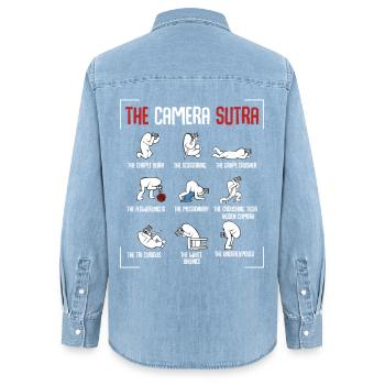 photographer - Women’s Organic Denim Shirt by Stanley/Stella - light wash - Back - AI Model Female 172 light (172cm)