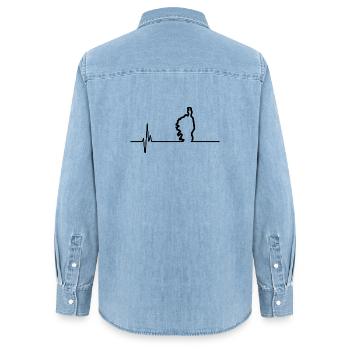 J'aime la corse, je suis corse - Chemise en denim femme bio Stanley/Stella - bleu clair délavé - Dos - AI Model Female 172 light (172cm)