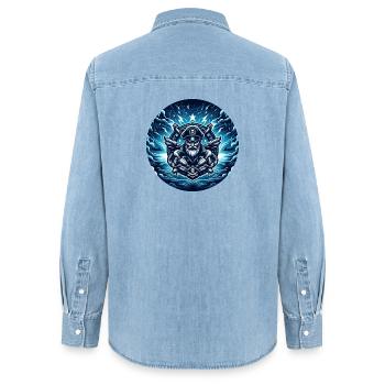 Logo du capitaine dans la tempête - Chemise en denim femme bio Stanley/Stella - bleu clair délavé - Dos - AI Model Female 172 light (172cm)