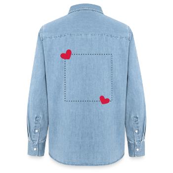 Décoration de ligne d'ornement de cadre de coeur - Chemise en denim femme bio Stanley/Stella - bleu clair délavé - Dos - AI Model Female 172 light (172cm)