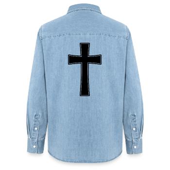 Cross religion Christian - Women’s Organic Denim Shirt by Stanley/Stella - light wash - Back - AI Model Female 172 light (172cm)