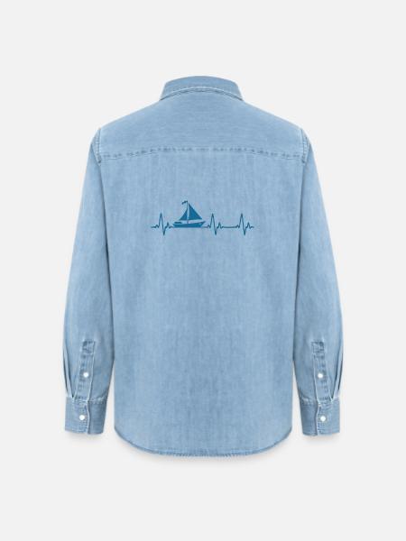 Segelboot - Frauen Jeanshemd Organic von Stanley/Stella - verwaschenes Hellblau