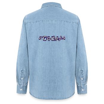 Code style (purple) - Women’s Organic Denim Shirt by Stanley/Stella - light wash - Back - AI Model Female 172 light (172cm)