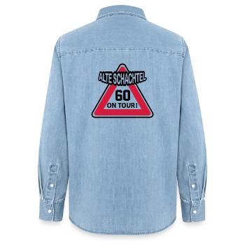 Geburstag Frau Alte Schachtel 60 Birthday - Frauen Jeanshemd Organic von Stanley/Stella - verwaschenes Hellblau - Hinten - AI Model Female 172 light (172cm)